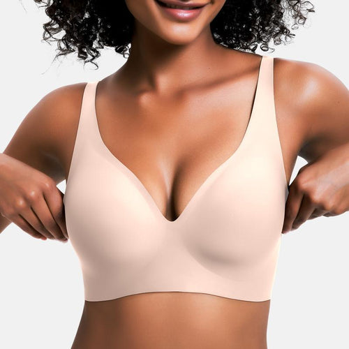 VRCOMFY Jelly Wireless Womens Comfortable Wireless Bras Bralettes Tshirts Bras Deep V Everyday Bras Wear Everywhere Super Push up Bras Breathable Wireless Bras