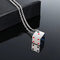 Men'S Cool Cube Dice Style Necklaces Stainless Steel Male Lucky Gifts for Him Jewelry