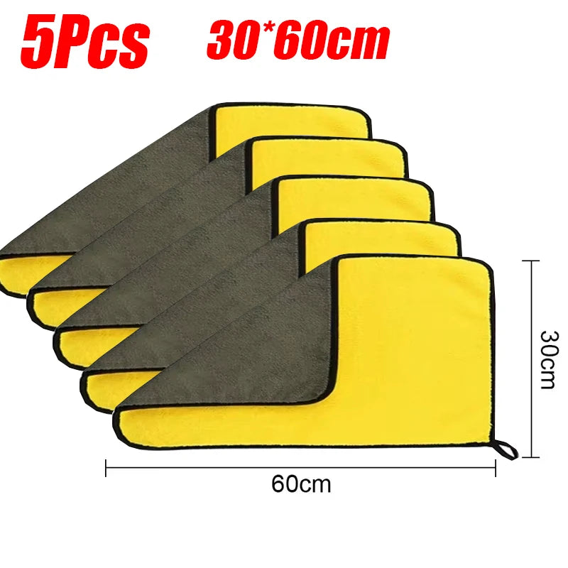 Set de 1-5 Toallas de Microfibra para Coche - Paños Ultra Absorbentes para Lavado y Secado