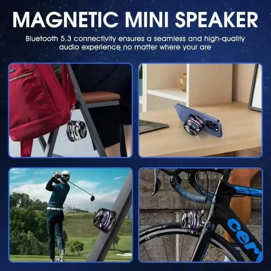 Mini Magnetic Bluetooth Speaker Portable Phone Holder RGB Lighting Speaker BT5.3 Mini Sound Box 7 Hours Playback Easy to Carry