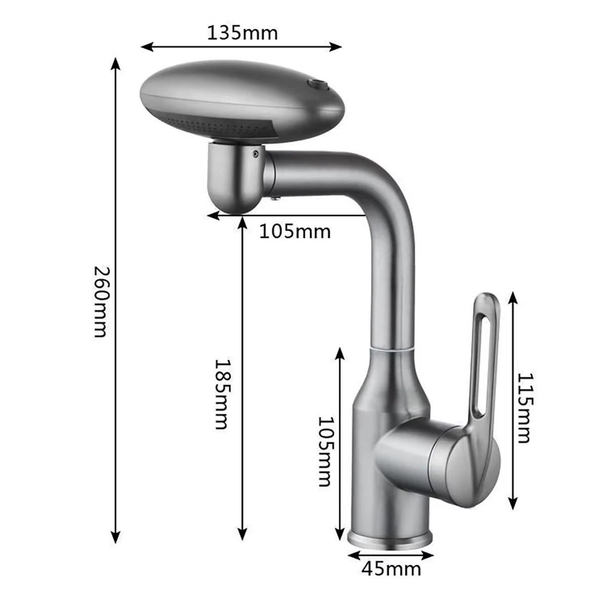 Multi Functional Waterfall Basin Faucet 4 Water Outlet Mode Spray Faucet 360°Rotation,Hot Cold Water Sink Mixer Tap for Bathroom