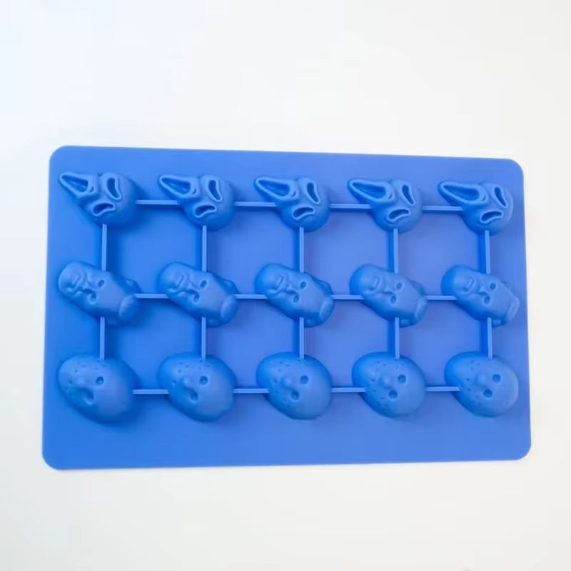 Silicone Ghost Masked Killer Cake Mold Chocolate Halloween Silicone Skull Cookie Molds for Jello Ice Cube Biscuits Baking Mould