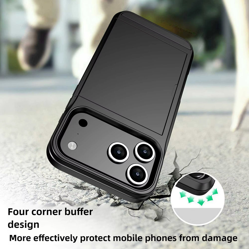 Case for Iphone 17 Pro Max 16 Pro Max 15 Pro 15 14 13 12 Wallet Card Holder Slide Slot Slim Hard PC Heavy Duty Protective Covers