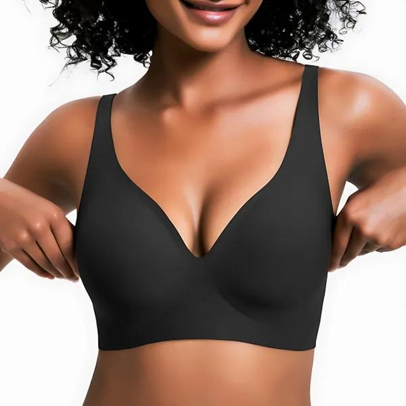 VRCOMFY Jelly Wireless Womens Comfortable Wireless Bras Bralettes Tshirts Bras Deep V Everyday Bras Wear Everywhere Super Push up Bras Breathable Wireless Bras
