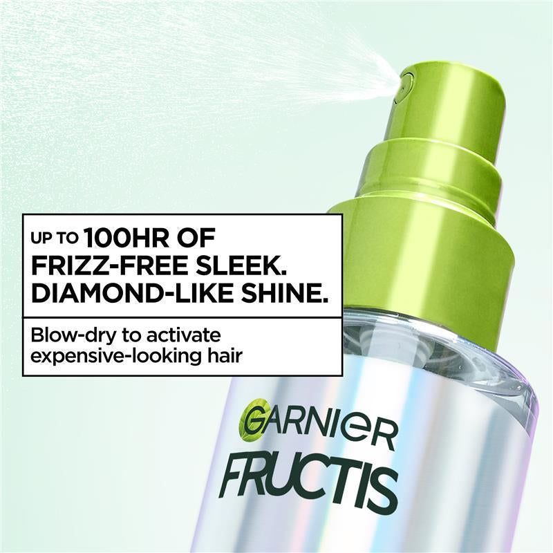 Fructis Diamond Sleek Shine Spray, 100H Frizz Free, 8% Vegan Keratin Complex & Argan Oil for Smooth Hair, Garnier