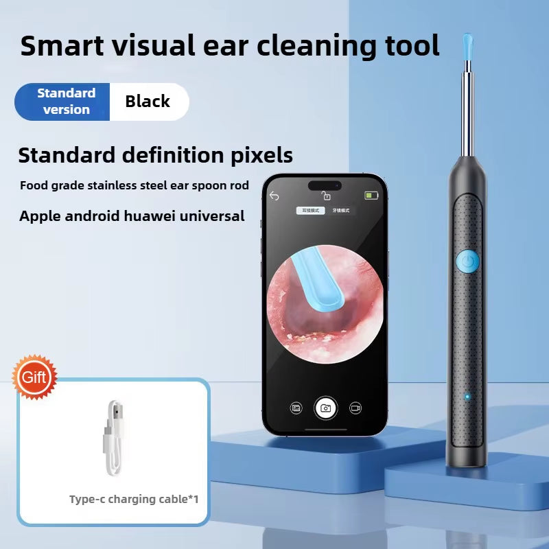 Wireless Ear Wax Removal with Camera Rechargeable Ear Cleaner 8 Megapixels Check Camera with Ear Spoon Set Canal Clean