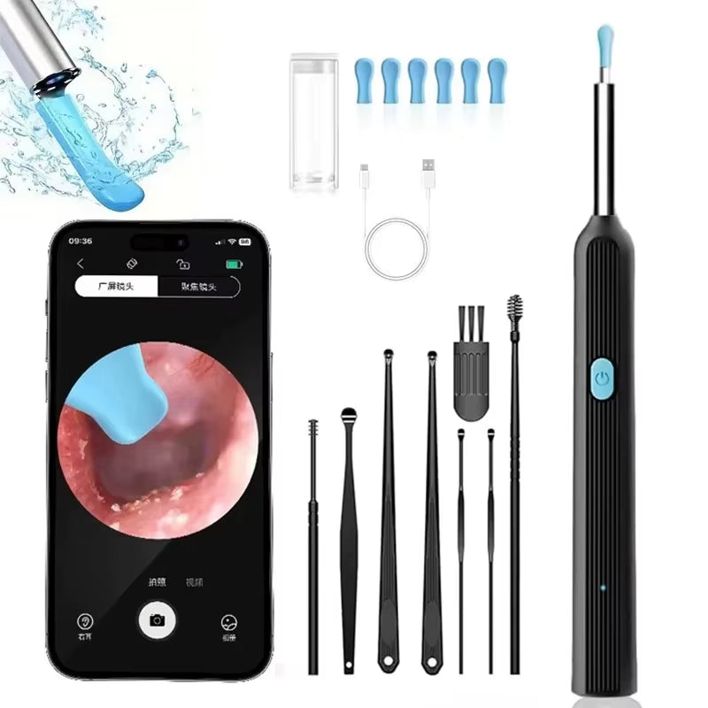 Wireless Ear Wax Removal with Camera Rechargeable Ear Cleaner 8 Megapixels Check Camera with Ear Spoon Set Canal Clean