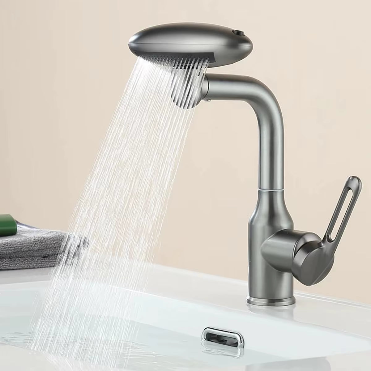 Multi Functional Waterfall Basin Faucet 4 Water Outlet Mode Spray Faucet 360°Rotation,Hot Cold Water Sink Mixer Tap for Bathroom