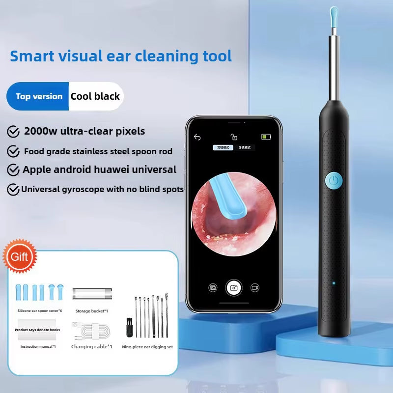 Wireless Ear Wax Removal with Camera Rechargeable Ear Cleaner 8 Megapixels Check Camera with Ear Spoon Set Canal Clean