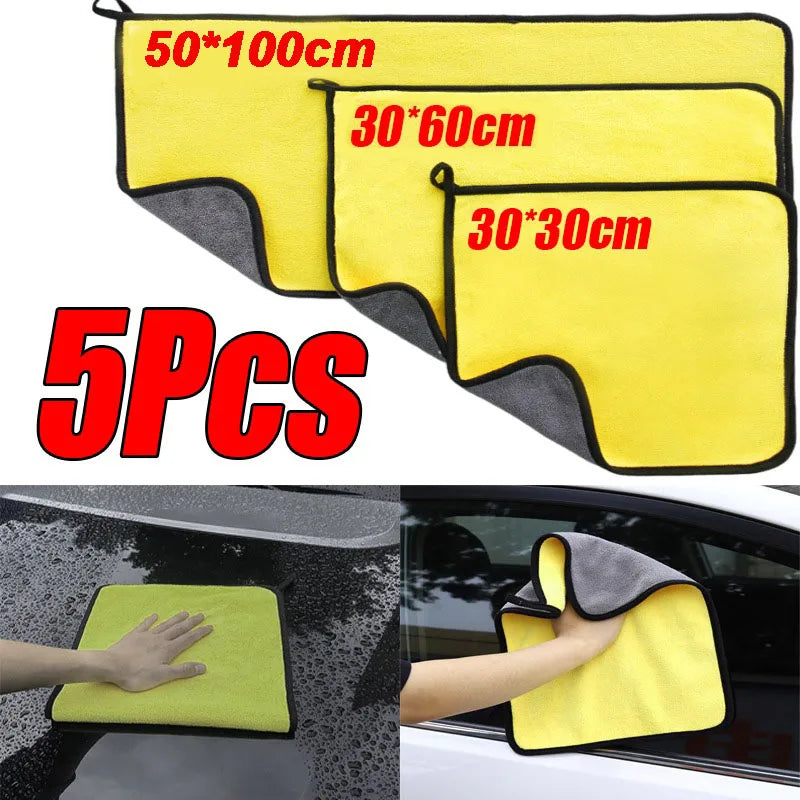 Set de 1-5 Toallas de Microfibra para Coche - Paños Ultra Absorbentes para Lavado y Secado