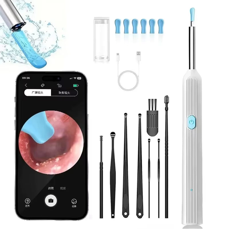 Wireless Ear Wax Removal with Camera Rechargeable Ear Cleaner 8 Megapixels Check Camera with Ear Spoon Set Canal Clean