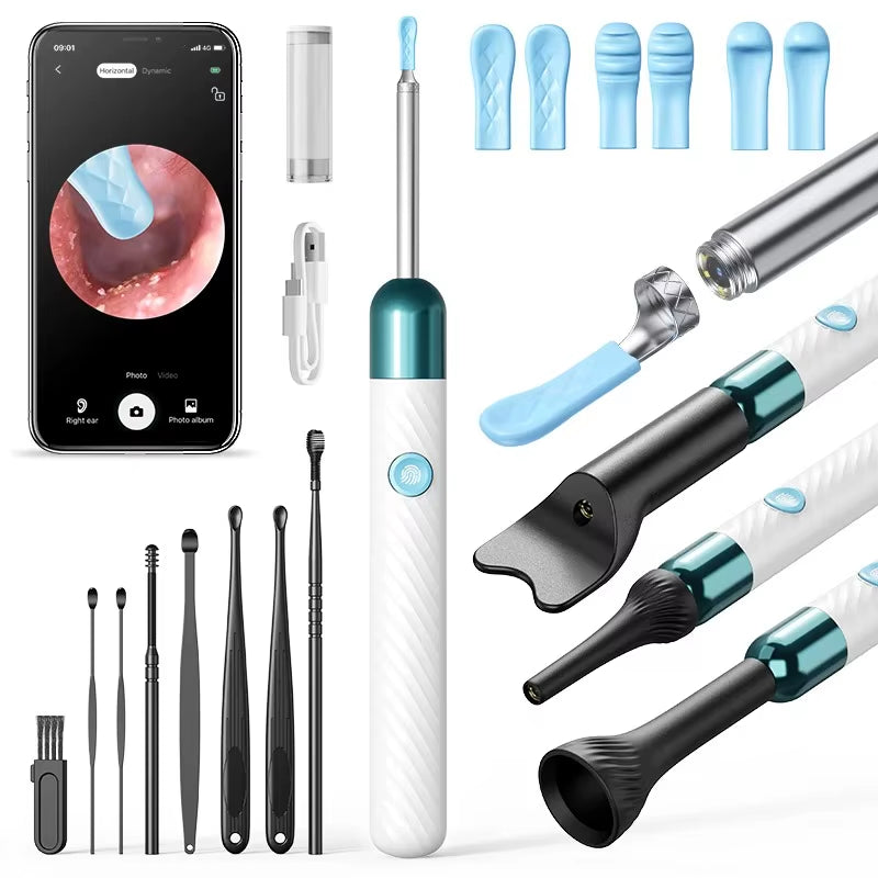 Wireless Ear Wax Removal with Camera Rechargeable Ear Cleaner 8 Megapixels Check Camera with Ear Spoon Set Canal Clean