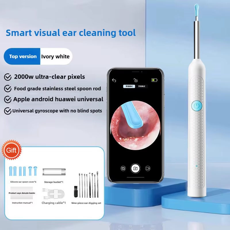 Wireless Ear Wax Removal with Camera Rechargeable Ear Cleaner 8 Megapixels Check Camera with Ear Spoon Set Canal Clean